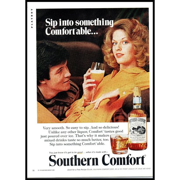 1976 Southern Comfort Whiskey Vintage Print Ad Blonde Yellow Dress Wall Art - Picture 1 of 1